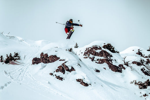 A skier wearing merino wool layers.