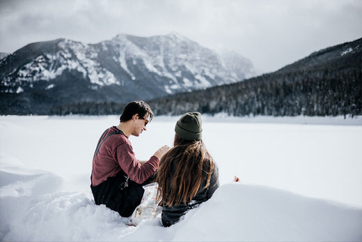 A couple in the snow.