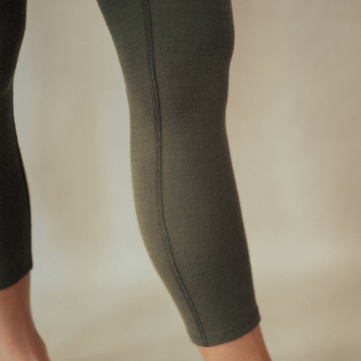 A green American made Duckworth merino wool legging.