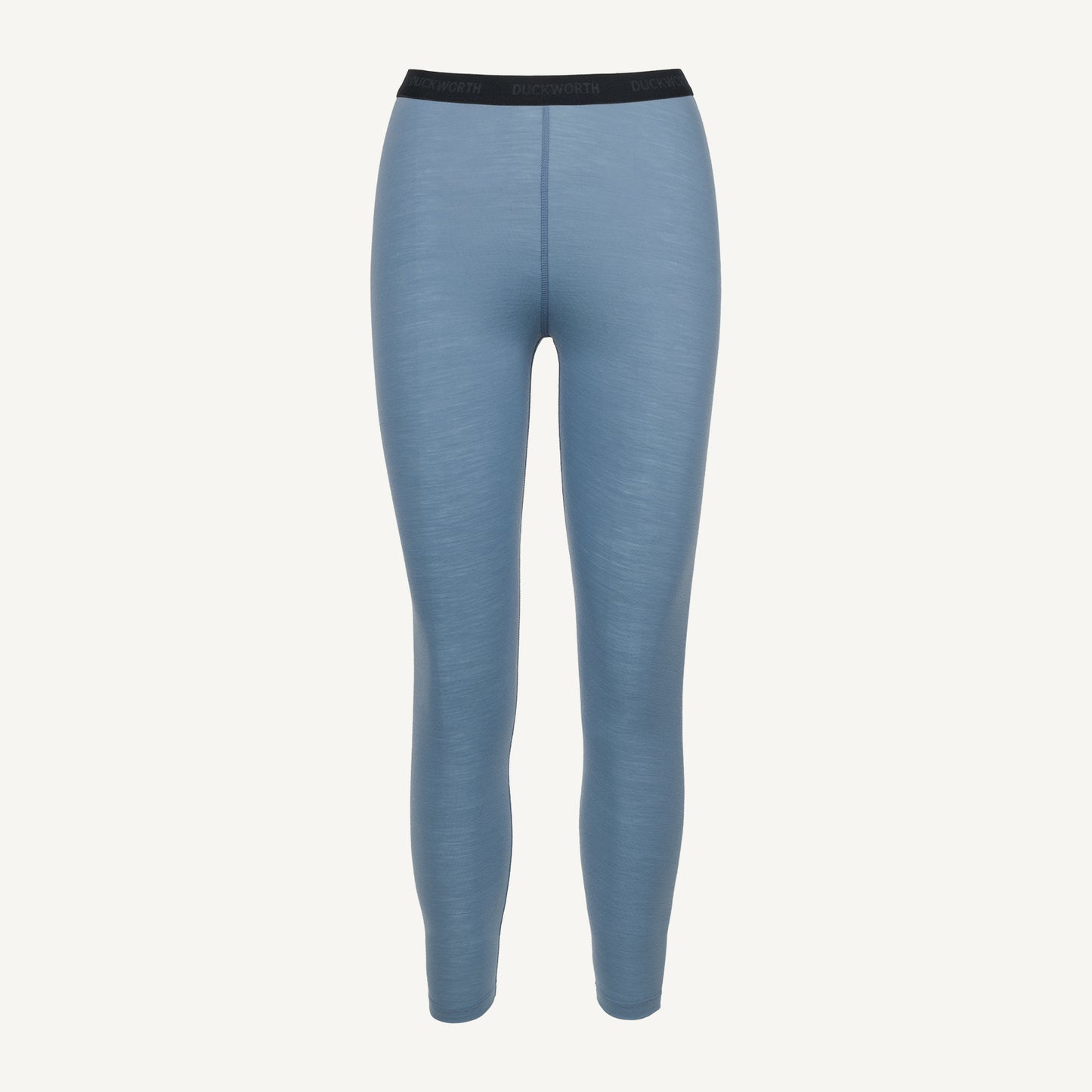 A blue American made Duckworth merino wool legging.