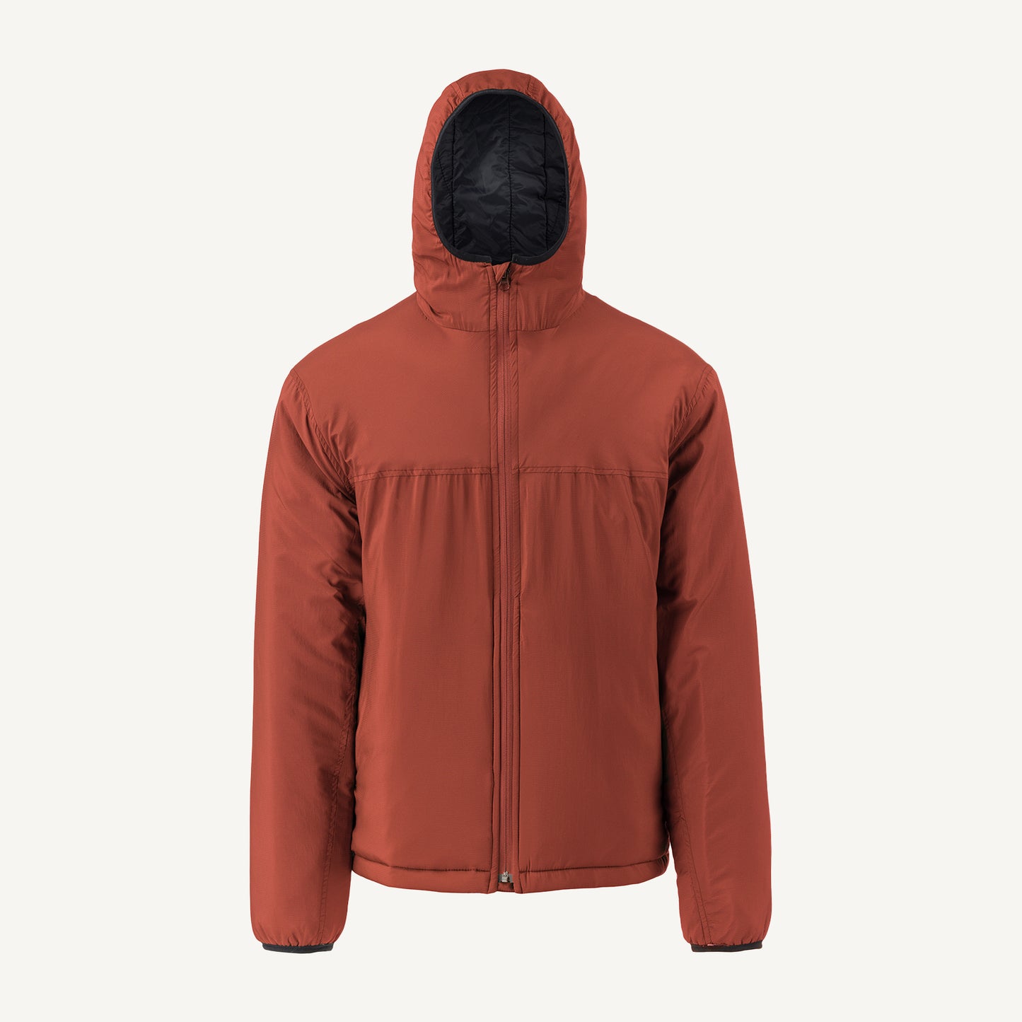 A red American made Duckworth soft shell wool insulated jacket.