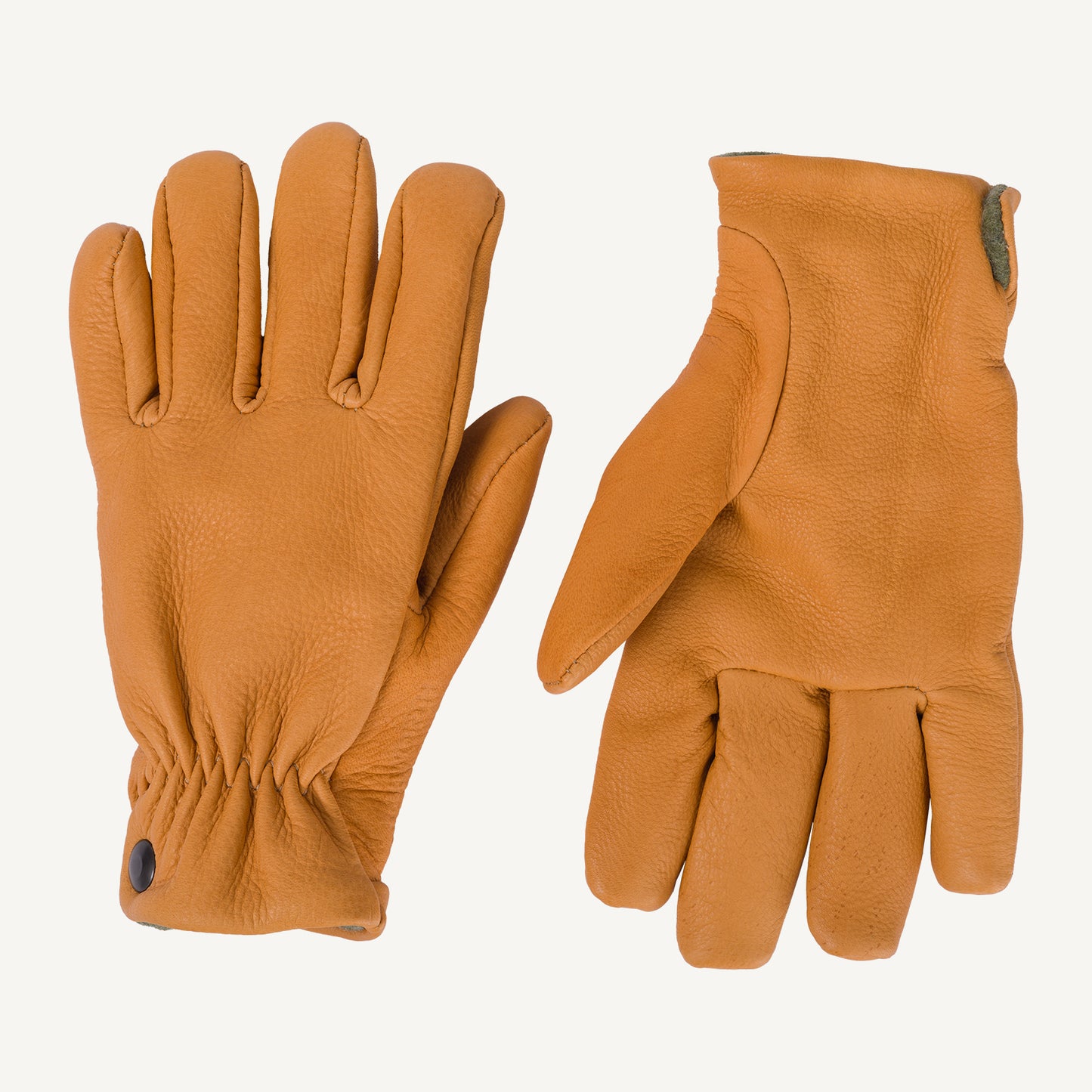 Deerskin leather wool fleece lined American made work gloves. 