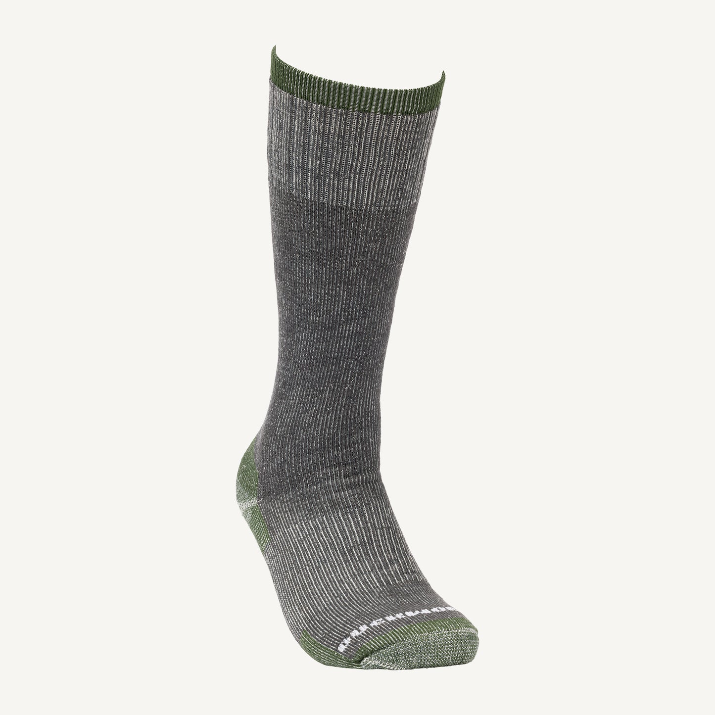 Grey and green Duckworth over the calf heavy weight merino wool sock. 