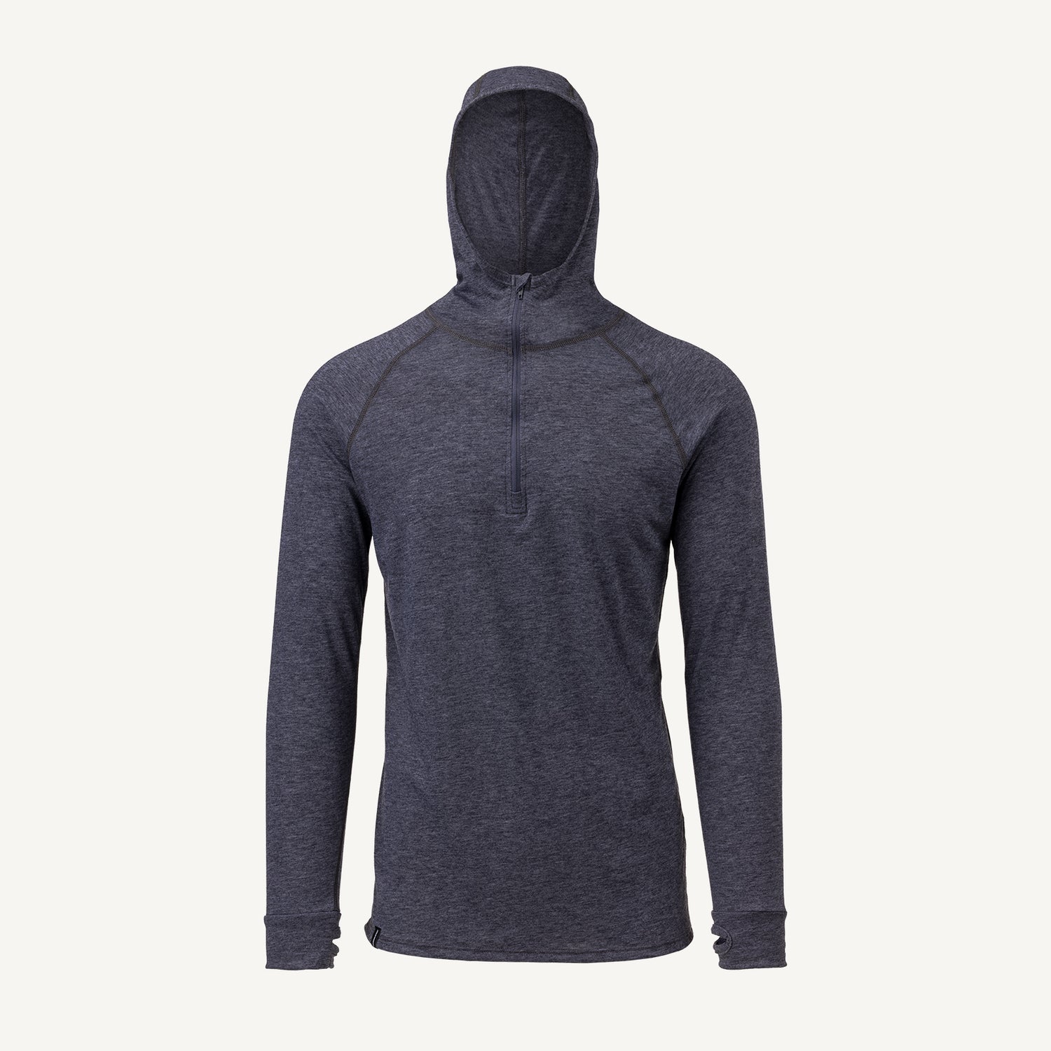 A charcoal gray American made Duckworth merino wool exercise hoody.