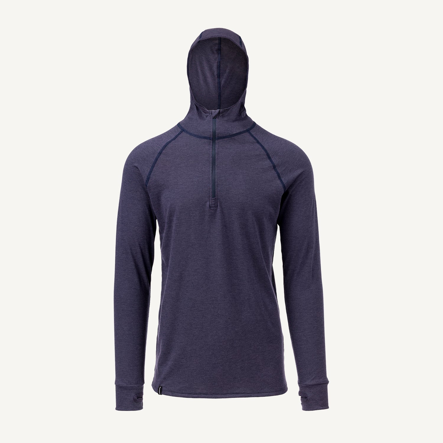 A navy American made Duckworth merino wool exercise hoody.