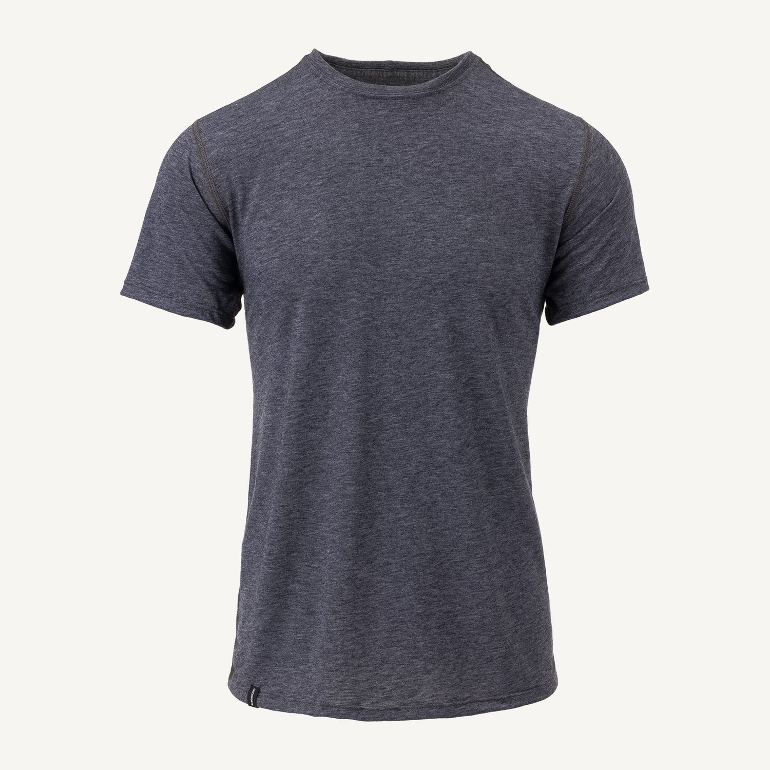 A charcoal gray American made Duckworth merino wool light weight tee shirt.