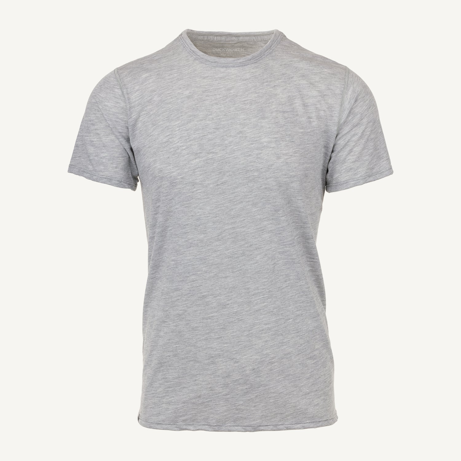 A gray American made Duckworth merino wool light weight tee shirt.