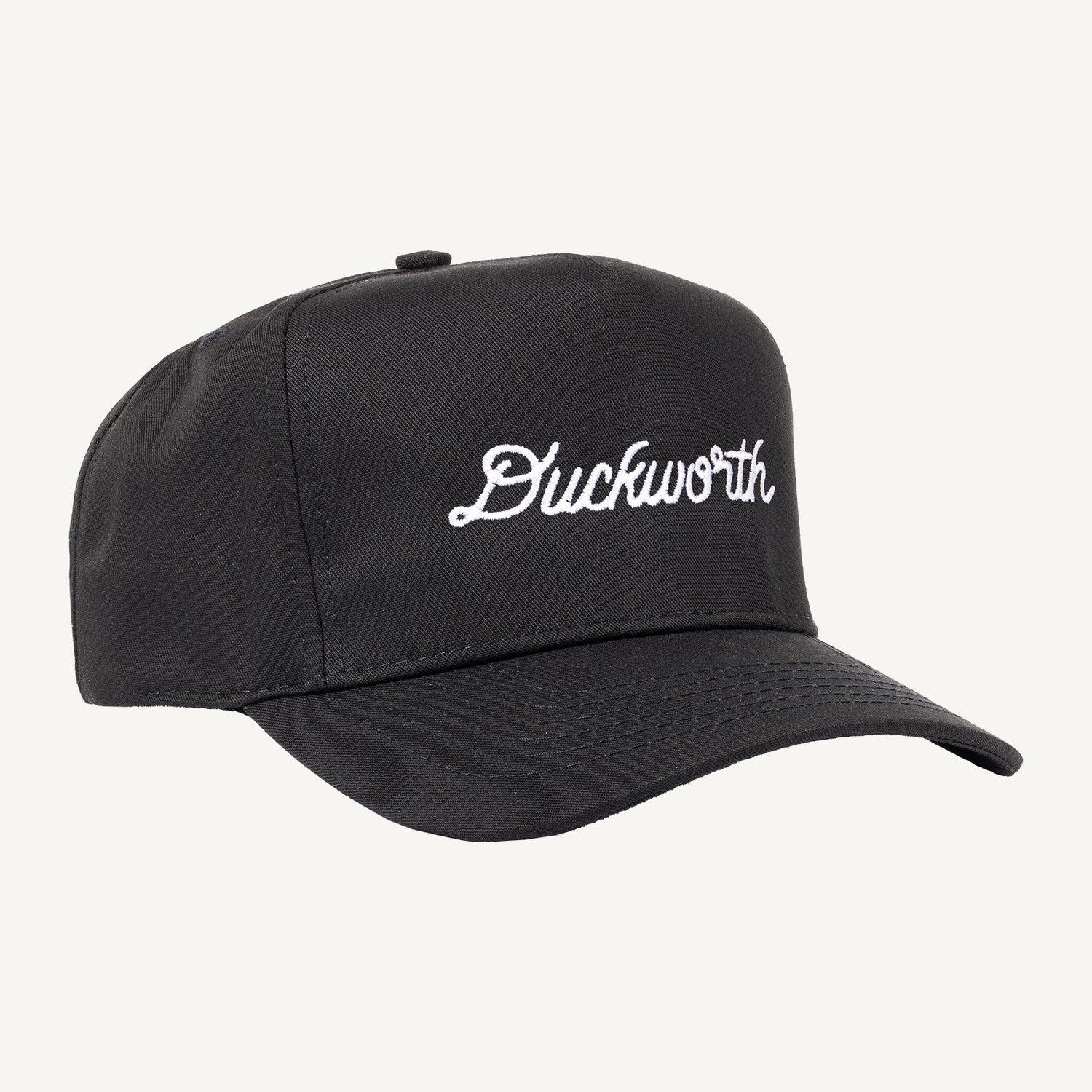 A black American made baseball hat with a Duckworth logo. 