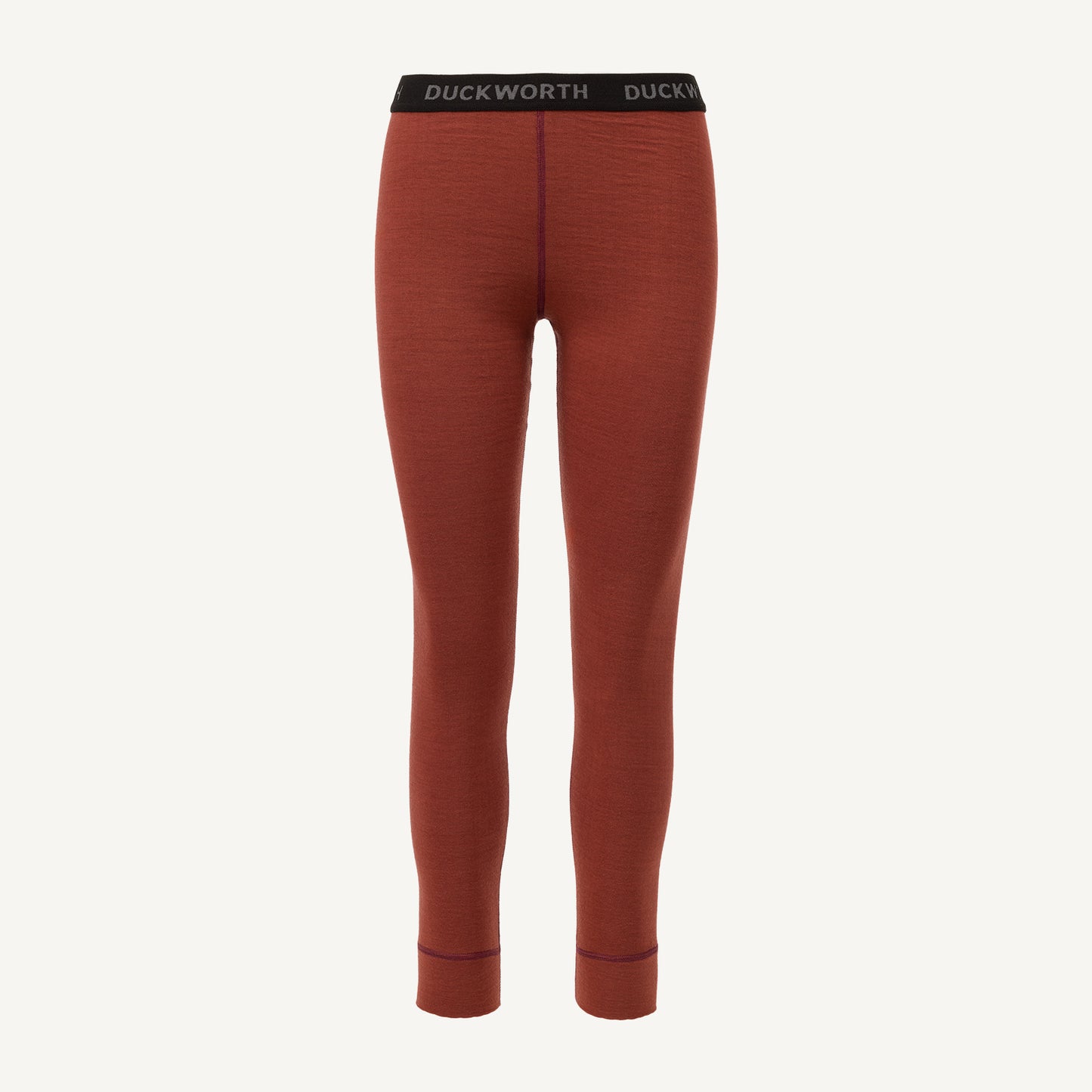 A red American made Duckworth merino wool legging.