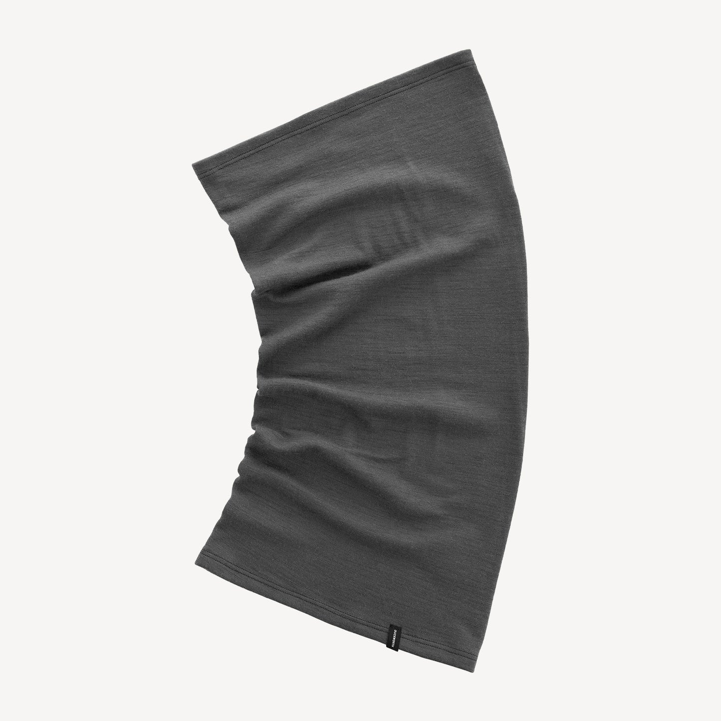 A gray American made merino wool neck gaiter.