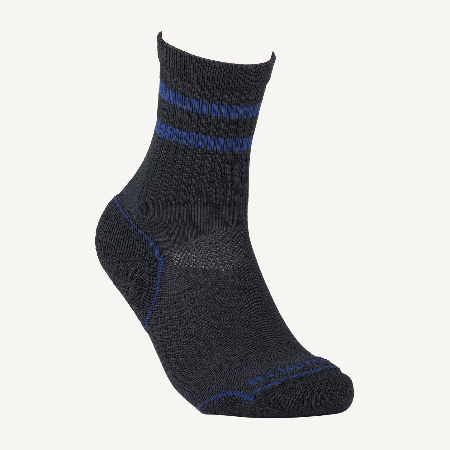 Black made in America Duckworth light weight merino wool sock. 