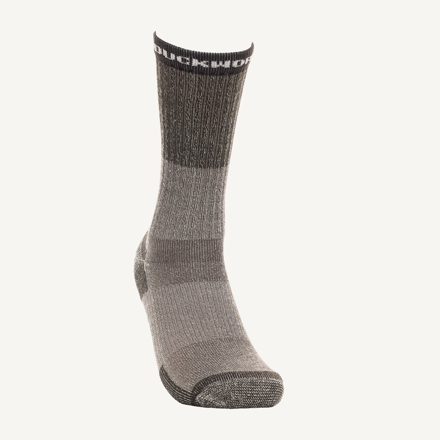 A gray midweight American made Duckworth merino wool sock. 