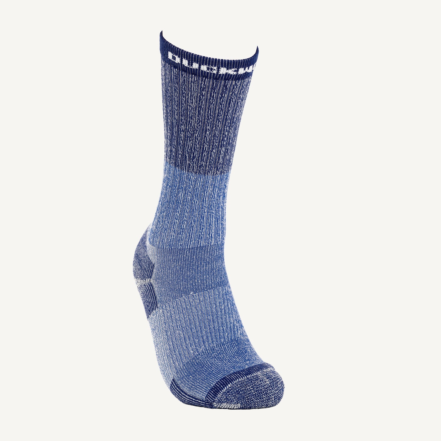 A navy midweight American made Duckworth merino wool sock. 